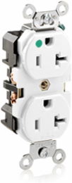 20 Amp Duplex Receptacle Outlet, Hospital Grade, Self-Grounding, White