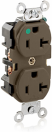 20 Amp Hospital Grade Duplex Receptacle, Self-Grounding, NEMA 5-20R, Brown
