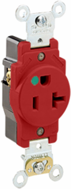 20 Amp Hospital Grade Single Receptacle Outlet, 125 Volt, Self-Grounding, Red