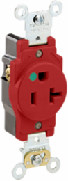 20 Amp Hospital Grade Single Receptacle Outlet, 125 Volt, Self-Grounding, Red