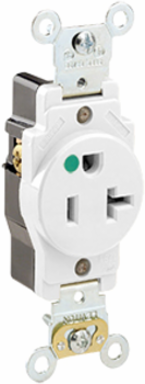 20 Amp Hospital Grade Single Receptacle Outlet, NEMA 5-20R, Self-Grounding, White
