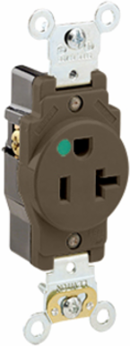 Heavy-Duty Hospital Grade 20 Amp Duplex Receptacle, Self-Grounding, NEMA 5-20R, Brown