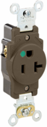 Heavy-Duty Hospital Grade 20 Amp Duplex Receptacle, Self-Grounding, NEMA 5-20R, Brown