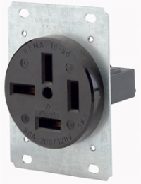 Industrial Grade 50 Amp Flush Mount Receptacle, NEMA 18-50R, 120/208 Volt, 4-Pole