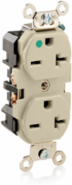 Heavy-Duty Hospital Grade Duplex Outlet, 20 Amp, 250 Volt, Self-Grounding, NEMA 6-20R, Ivory