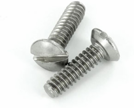 1/2 Inch Oval Head Milled Slot Wallplate Screw, 6-32 Thread, Stainless Steel