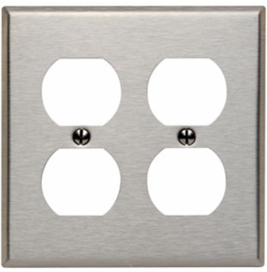 2-Gang Duplex Wallplate, Standard Size, 430 Stainless Steel