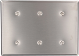 3-Gang Blank Wallplate, Standard Size, 302 Stainless Steel, Strap Mount