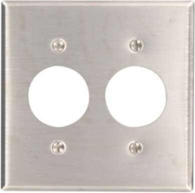 2-Gang Device Wallplate, Standard Size, 1.406 Inch Holes, Stainless Steel