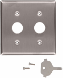 2-Gang Key Lock Power Switch Wallplate, Standard Size, 302 Stainless Steel