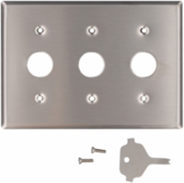 3-Gang Key Lock Power Switch Wallplate, Standard Size, 430 Stainless Steel