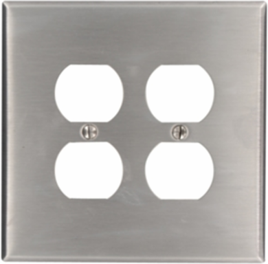 Oversized 2-Gang Duplex Wallplate, Magnetic 430 Stainless Steel