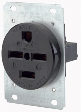30 Amp 250 Volt Flush Mount Receptacle NEMA 15-30R 3P 4W Grounding