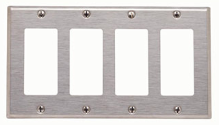 4-Gang Decora Wallplate Standard Size 302 Stainless Steel, Device Mount
