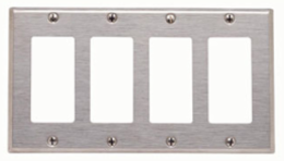 4-Gang Decora Wallplate Standard Size 302 Stainless Steel, Device Mount