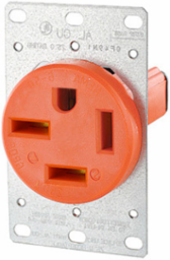 50 Amp 250 Volt NEMA 15-50R Flush Mount Receptacle, Industrial Grade, Isolated Ground