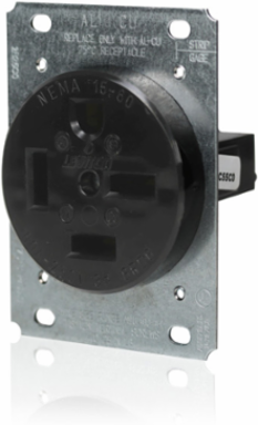 60 Amp Flush Mount Receptacle, NEMA 15-60R, 250 Volt, 3-Phase, Industrial Grade