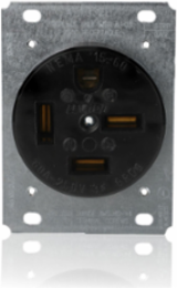 60 Amp Flush Mount Receptacle, NEMA 15-60R, 250 Volt, 3-Phase, Industrial Grade