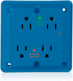 15 Amp Surge Protected Quadruplex Receptacle, 125 Volt, Hospital Grade, Blue