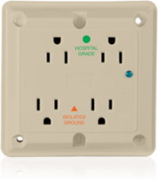 15 Amp Surge Protected Quadruplex Receptacle, Heavy Duty Hospital Grade, 125 Volt