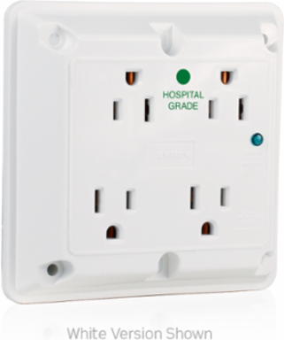 15 Amp Surge Protected Quadruplex Receptacle, 125 Volt, Heavy-Duty Hospital Grade