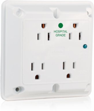 15 Amp Surge Protected Quadruplex Receptacle, 125 Volt, Heavy-Duty Hospital Grade