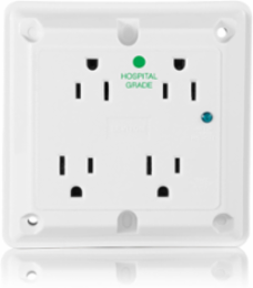 15 Amp Surge Protected Quadruplex Receptacle, 125 Volt, Heavy-Duty Hospital Grade