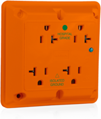 Surge Protected Hospital Grade Quadruplex Receptacle, 20 Amp, 125 Volt, Orange