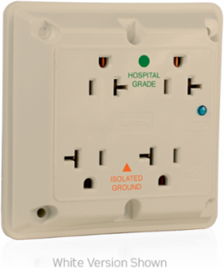 20 Amp Surge Protected Quadruplex Receptacle, Heavy Duty Hospital Grade, 125 Volt
