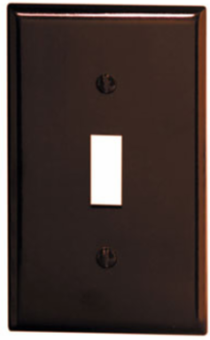 1-Gang Toggle Switch Wallplate, Standard Size, Thermoset Plastic, Brown