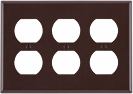 3-Gang Duplex Outlet Wallplate, Standard Size, Thermoset Plastic, Brown