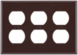 3-Gang Duplex Outlet Wallplate, Standard Size, Thermoset Plastic, Brown