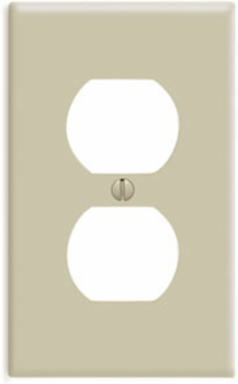 1-Gang Duplex Wallplate, Standard Size, Thermoset Plastic, Ivory
