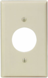 1-Gang Single 1.406 Inch Hole Outlet Receptacle Wallplate, Standard Size, Ivory