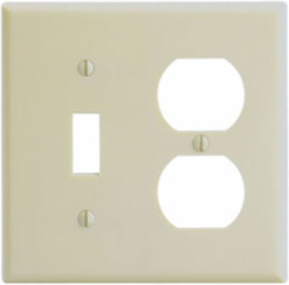 2-Gang Combination Wallplate, Standard Size, Thermoset Plastic, Ivory
