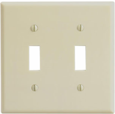 2-Gang Toggle Switch Wallplate, Standard Size, Thermoset Plastic, Ivory