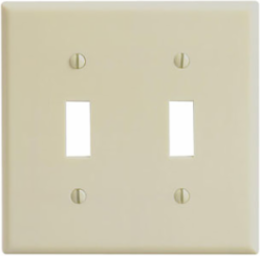 2-Gang Toggle Switch Wallplate, Standard Size, Thermoset Plastic, Ivory