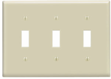 3-Gang Toggle Switch Wallplate, Standard Size, Thermoset Plastic, Ivory