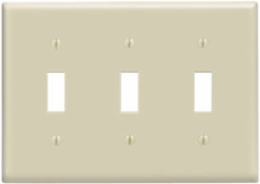 3-Gang Toggle Switch Wallplate, Standard Size, Thermoset Plastic, Ivory