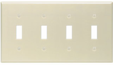 4-Gang Toggle Switch Wallplate, Standard Size, Thermoset Plastic, Ivory