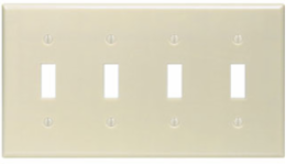 4-Gang Toggle Switch Wallplate, Standard Size, Thermoset Plastic, Ivory