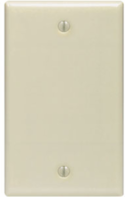 1-Gang Blank Wallplate, Standard Size, Ivory, Thermoset Plastic