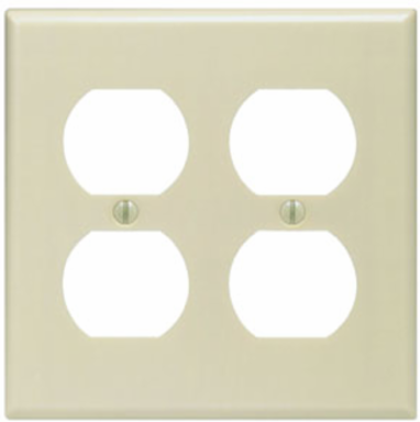 2-Gang Duplex Receptacle Wallplate, Standard Size, Ivory, Thermoset Plastic