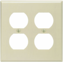 2-Gang Duplex Receptacle Wallplate, Standard Size, Ivory, Thermoset Plastic