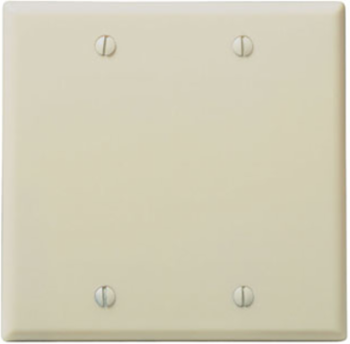 2-Gang Standard Size Blank Wallplate, Thermoset Plastic, Ivory