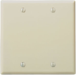 2-Gang Standard Size Blank Wallplate, Thermoset Plastic, Ivory