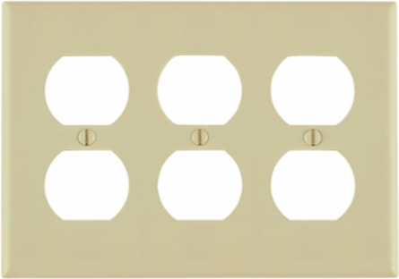 3-Gang Duplex Outlet Wallplate Standard Size Thermoset Plastic Ivory