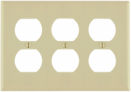 3-Gang Duplex Outlet Wallplate Standard Size Thermoset Plastic Ivory