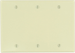 3-Gang Blank Wallplate, Standard Size, Thermoset Plastic, Ivory