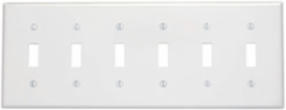 6-Gang Toggle Switch Wallplate, Standard Size, Thermoset Plastic, Ivory
